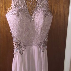High low length lace jeweled dress